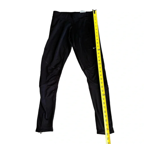 Nike Black Running Leggings Dri-Fit Small Sports zipper Bottom Pocket Women’s - Picture 4 of 11